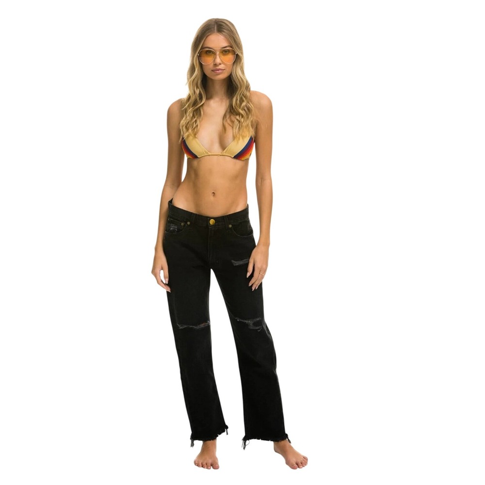 Aviator Nation Mid Rise Relaxed Surfer Jean Vintage Black Jeans Size 26